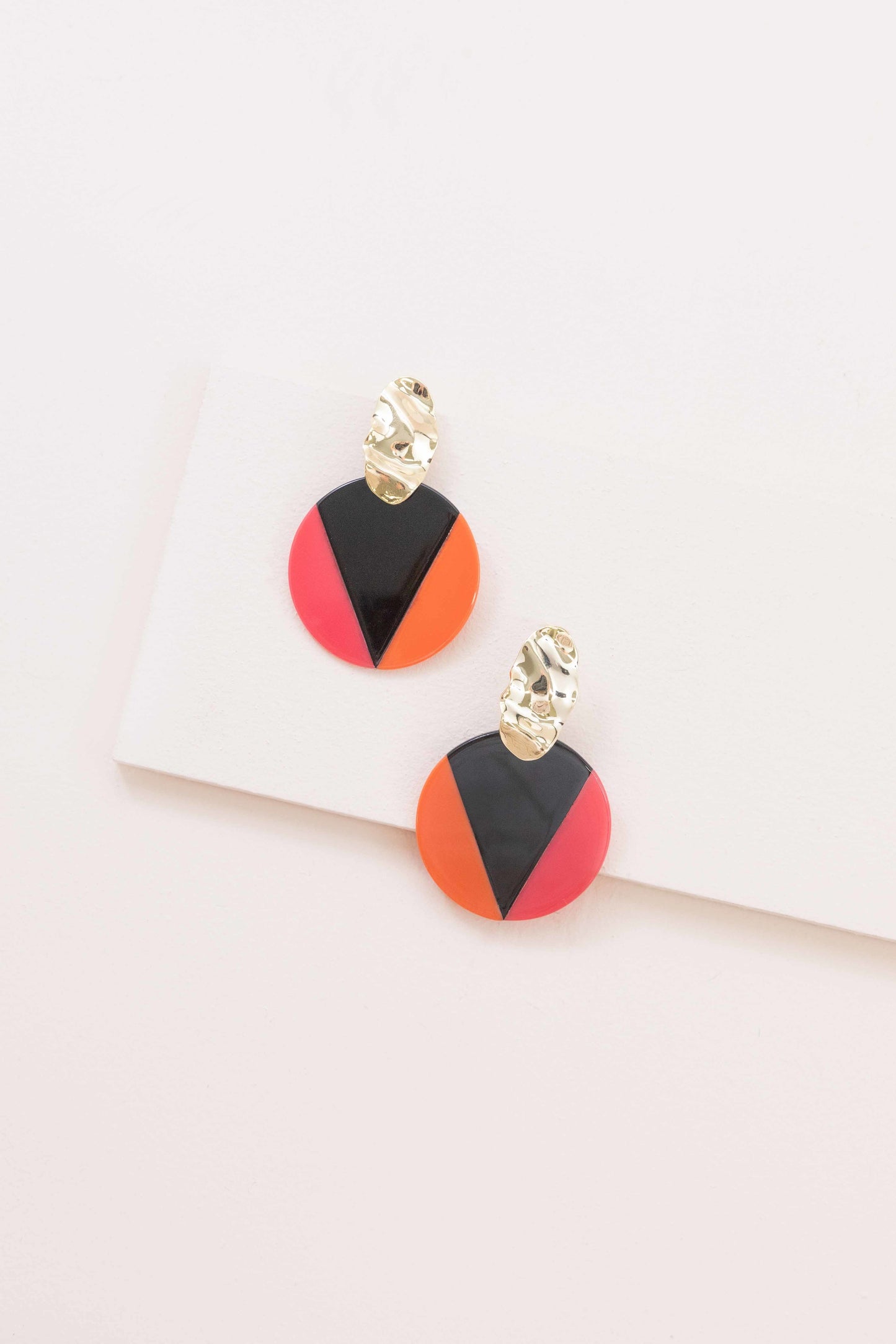 Color Block Drop Earrings | Orange Rose