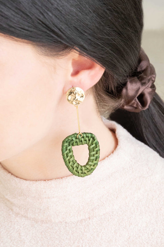 Wicker and Bar Drop Earrings