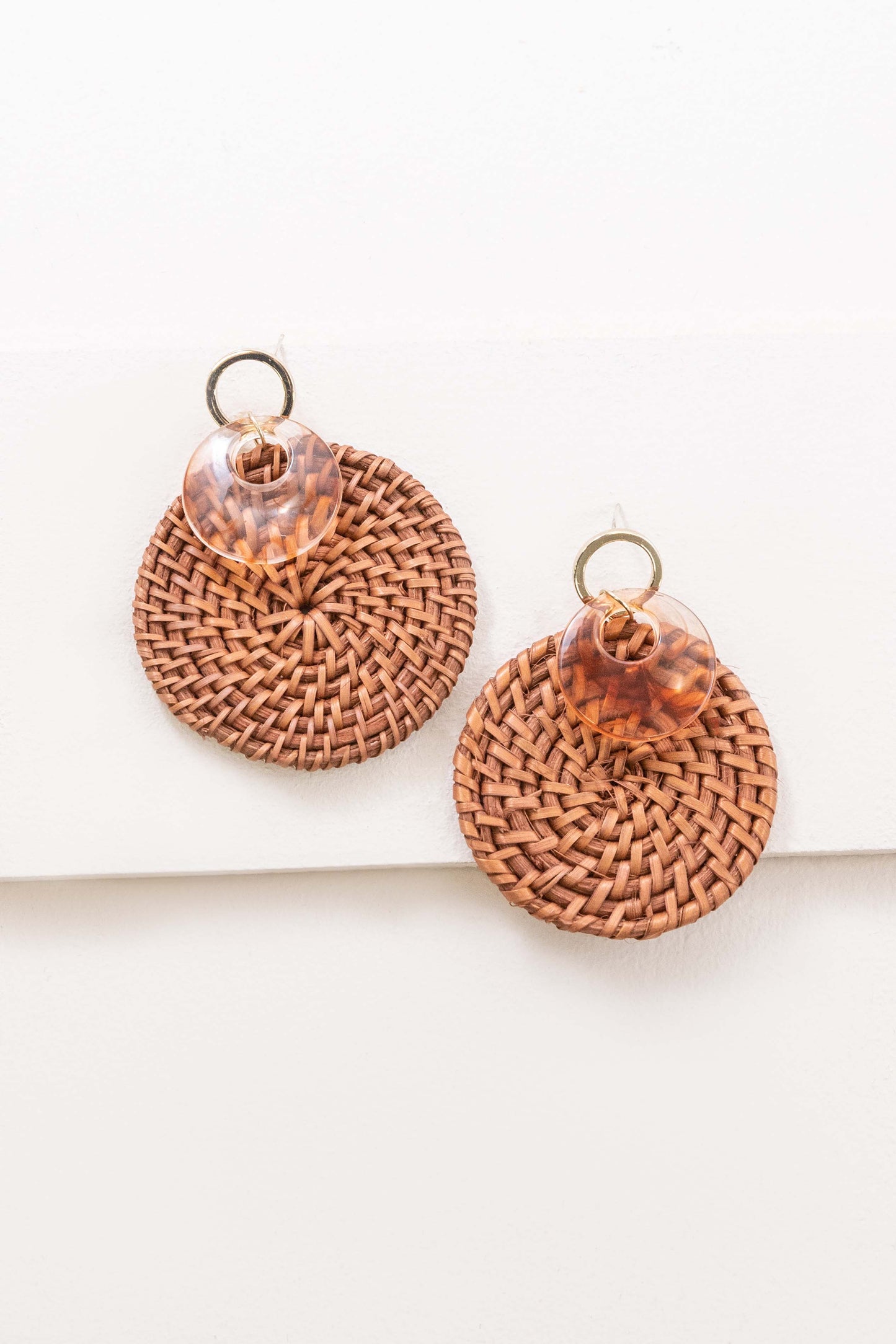 Wicker and Hoop Drop Earrings