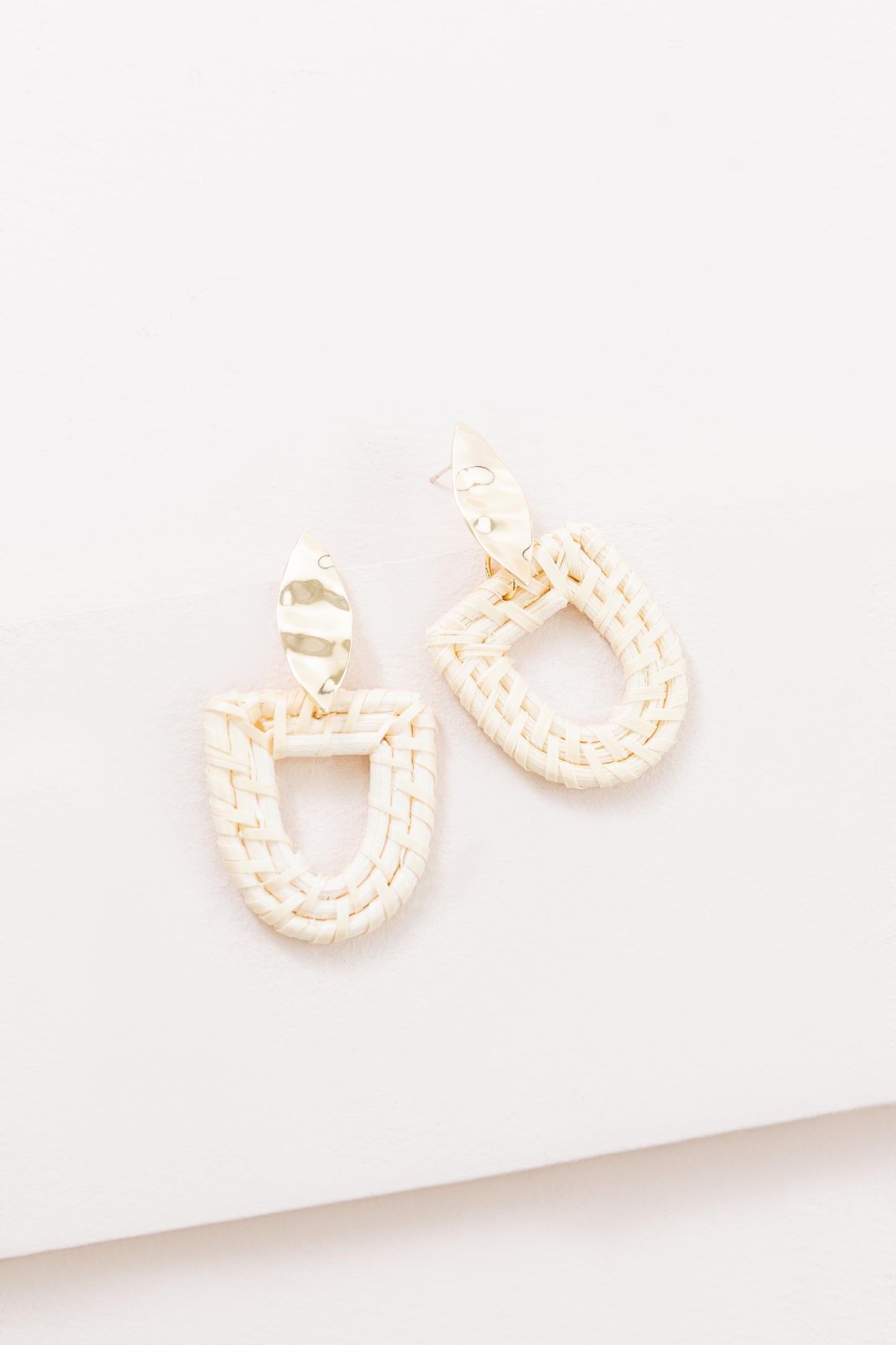 Gold and Wicker Drop Earrings