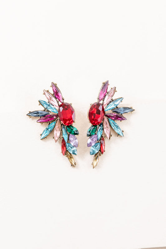 Rhinestone Wing Earrings | Multi