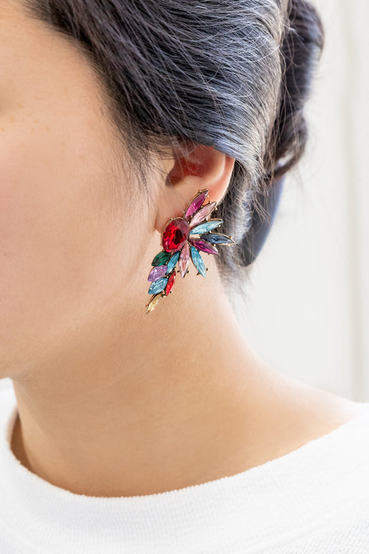 Rhinestone Wing Earrings | Multi