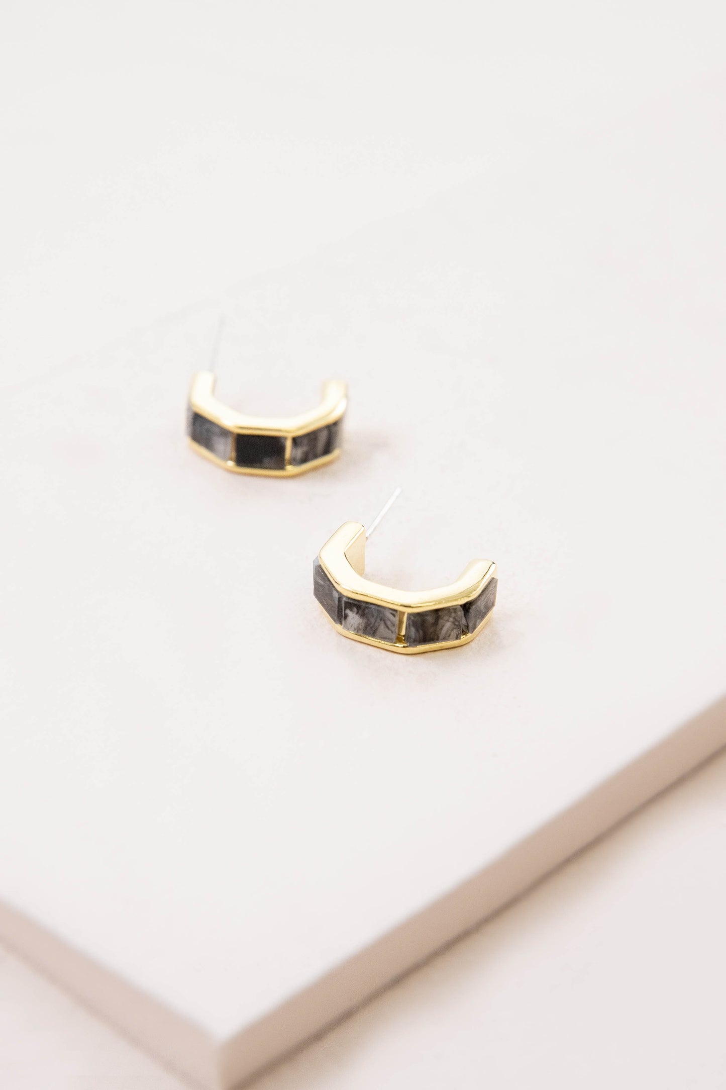 Tile Hoop Earrings | Smoke