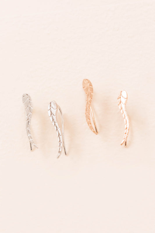 Flowing Feather Ear Pin Earrings