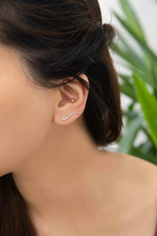 Flowing Feather Ear Pin Earrings