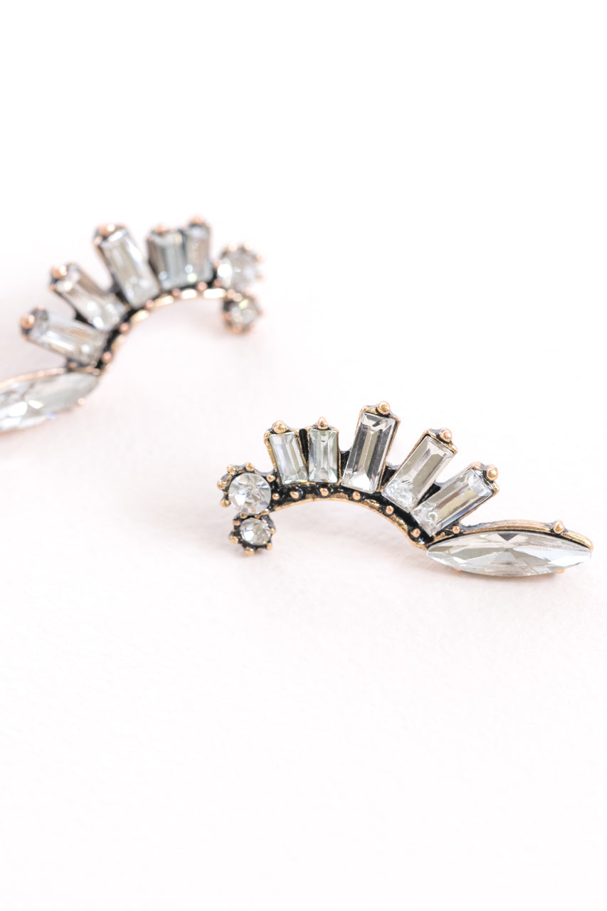 Crystal Clear Crawler Earrings