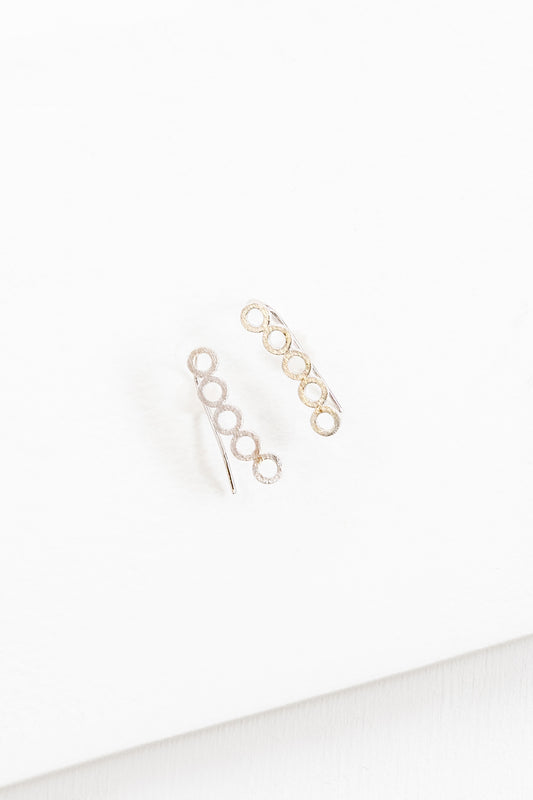 Connected Circle Ear Pin Earrings