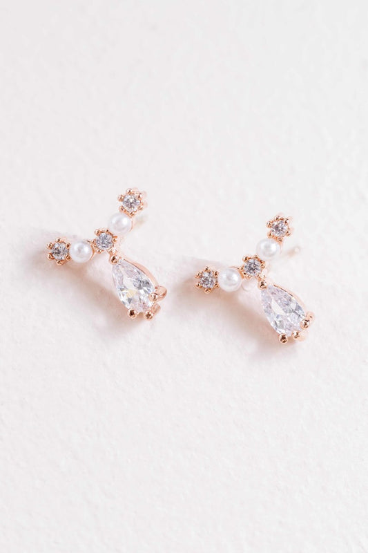 Doting Pearl Stone Earrings | Rose Gold (sterl.)