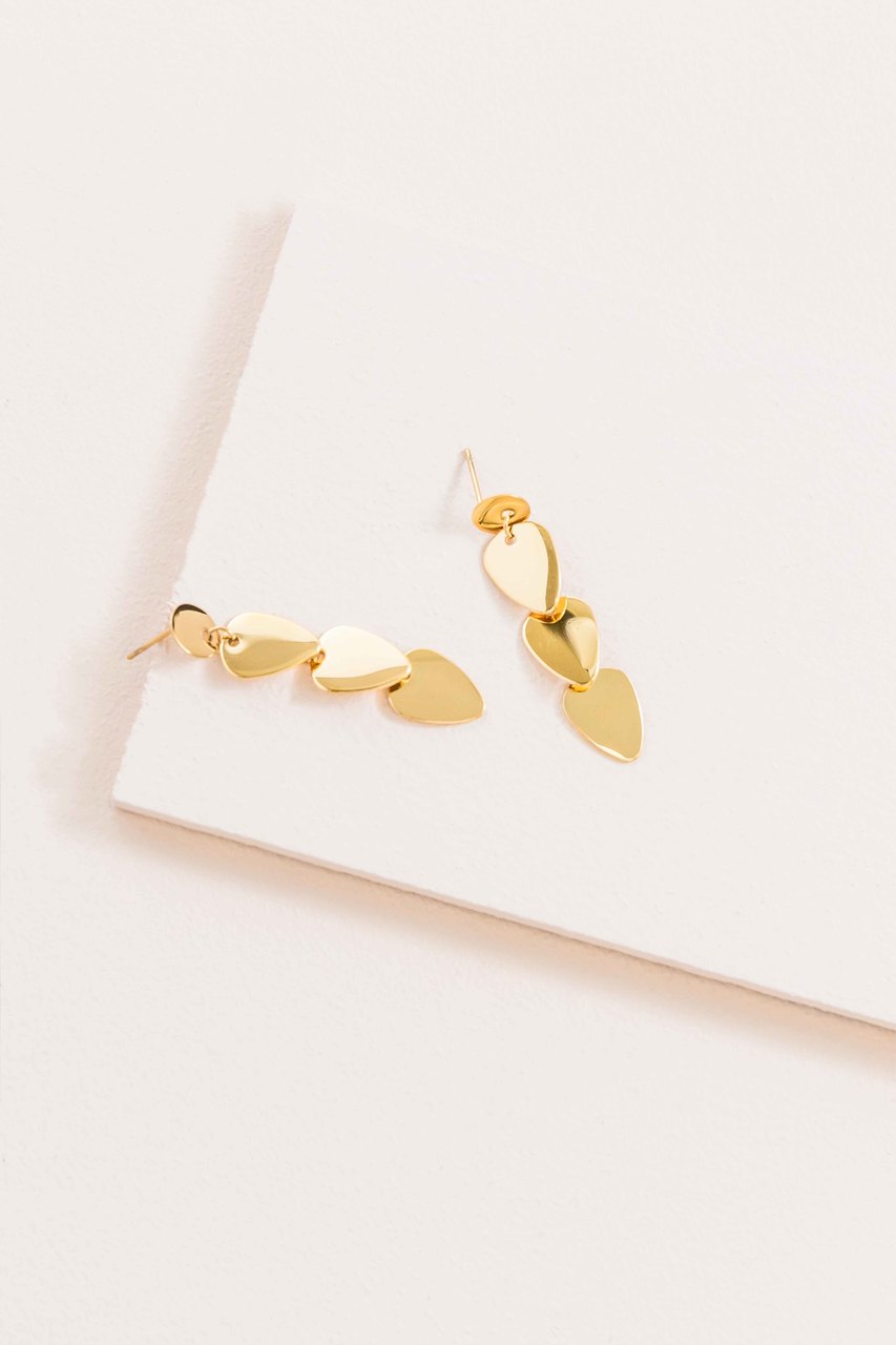 Arrows Down Dangle Earrings (14K)