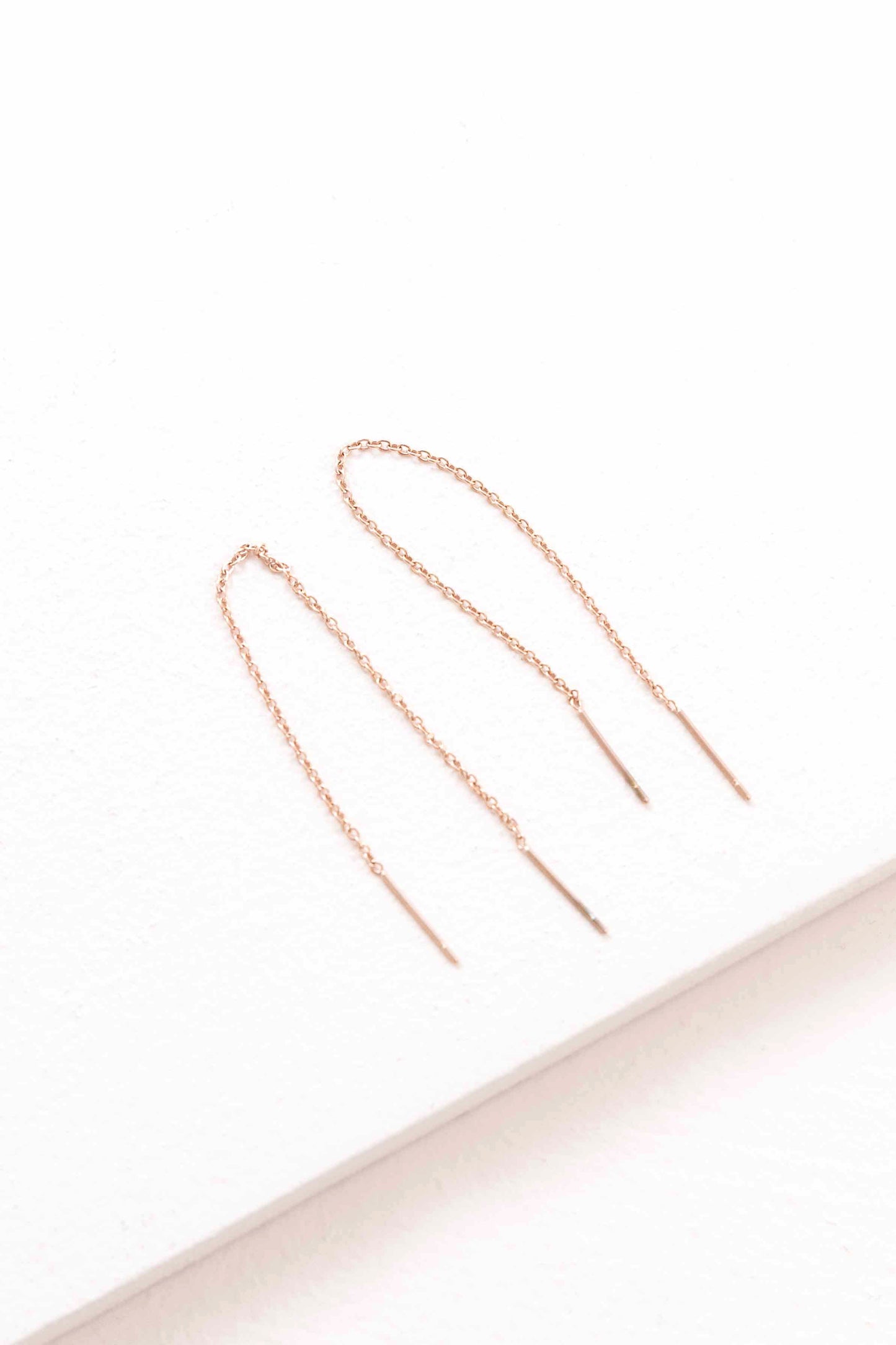 Rose Gold Mini Needle Drop Earrings (14K)