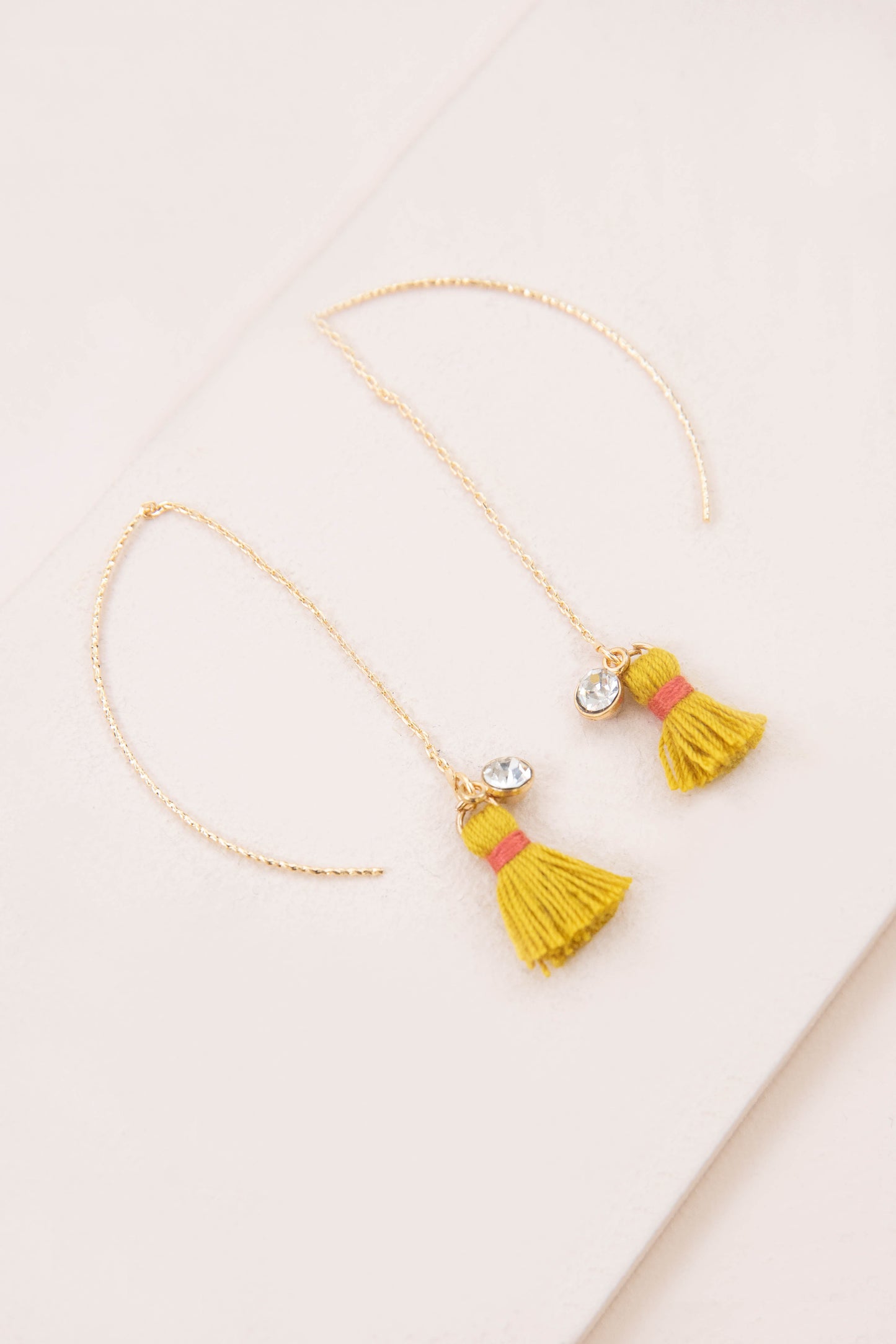 Keely Tassel Threader Earrings | Mustard