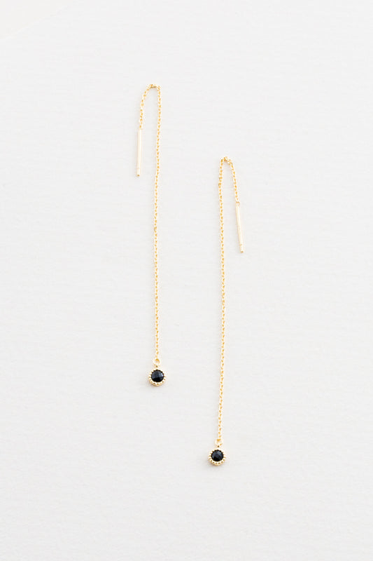 Diadem Threader Earrings | Black (14K)