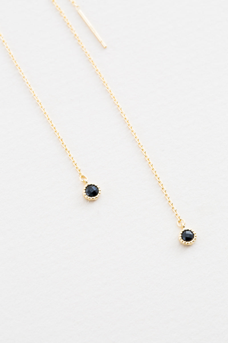 Diadem Threader Earrings | Black (14K)