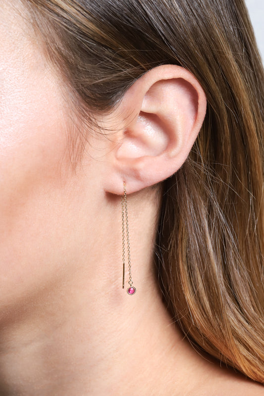 Diadem Threader Earrings | Fuchsia (14K)