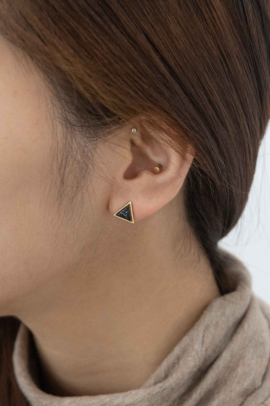 Gold & Stone Triangle Earrings