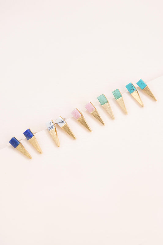 Gold & Stone Point Earrings