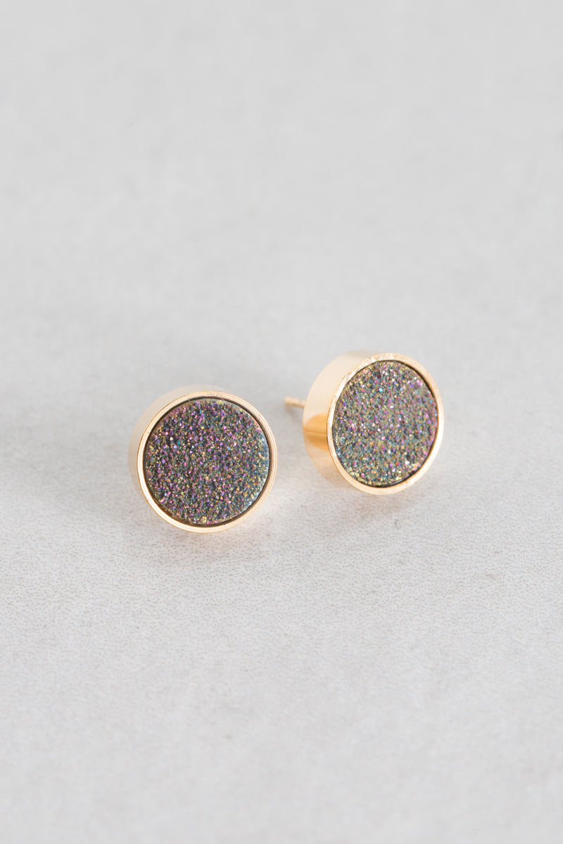 Kaleidoscope Druzy Earrings | Rainbow Slate