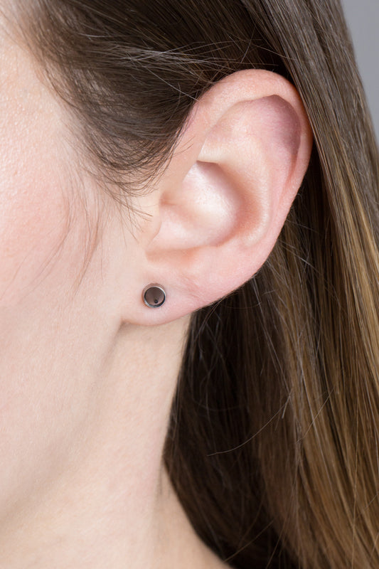 Spike Stone Earrings | Black Silver