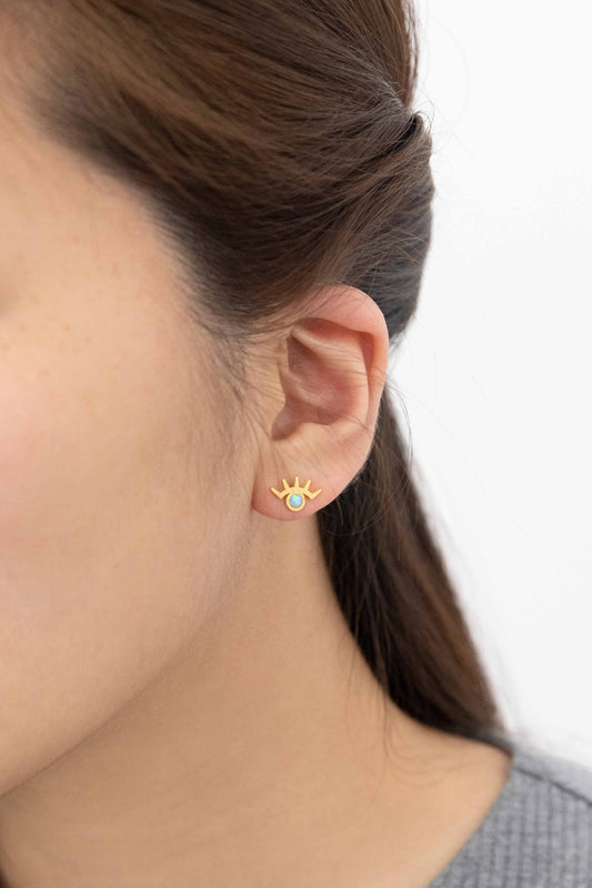 Pixum Golden Eye Stone Earrings | Blue