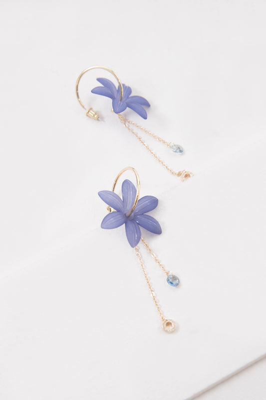 Glistening Lotus Hoop Earrings | Indigo