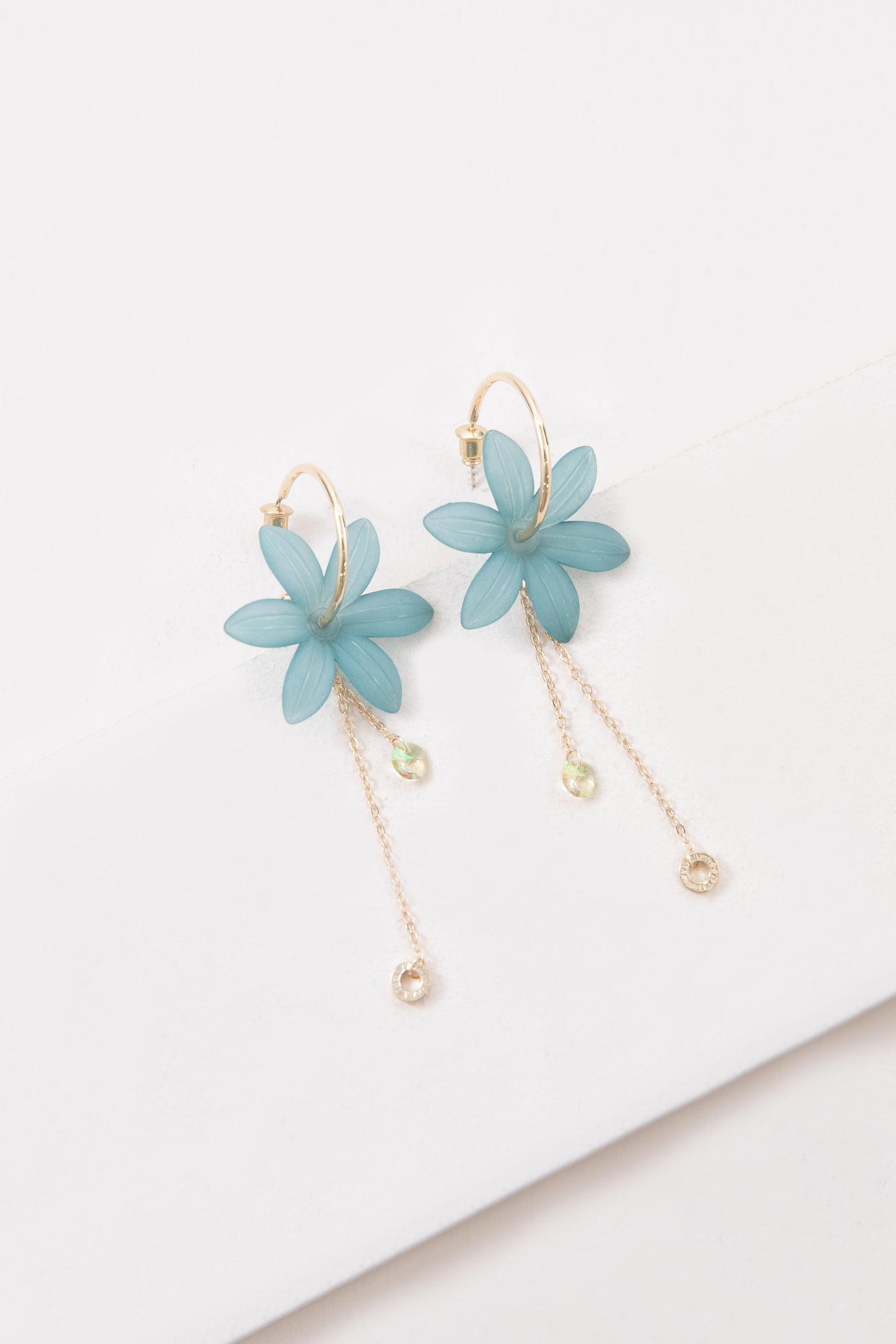 Glistening Lotus Hoop Earrings | Seafoam