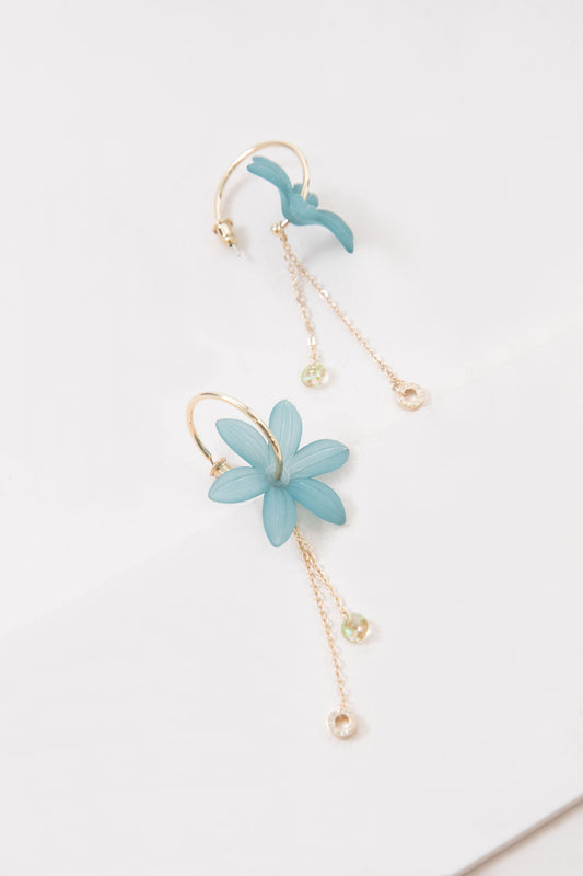 Glistening Lotus Hoop Earrings | Seafoam