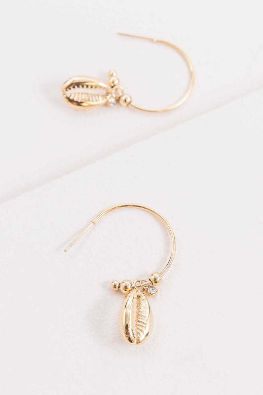 Ocean Charm Hoop Earrings (14K)
