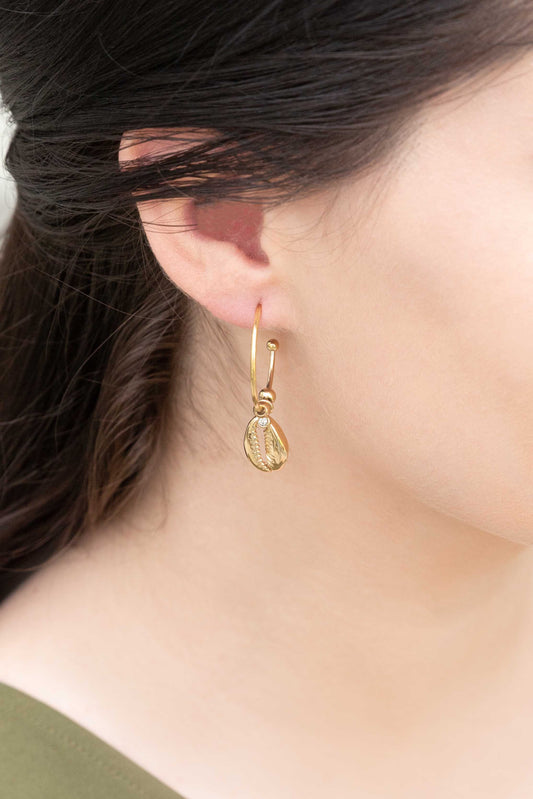 Ocean Charm Hoop Earrings (14K)