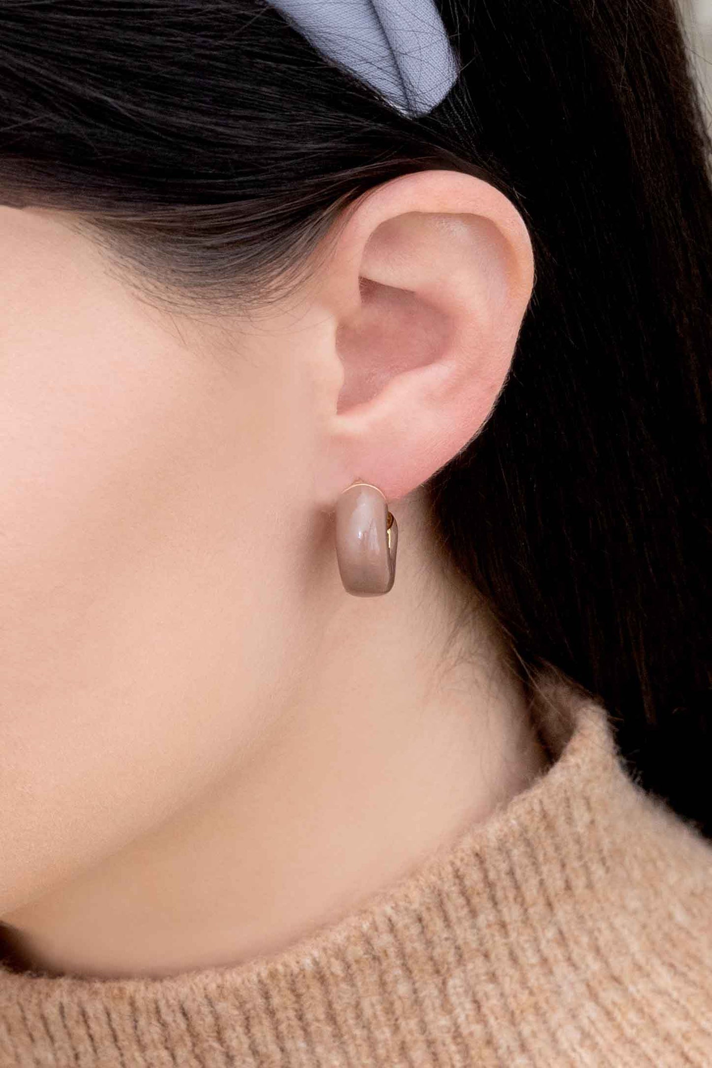 Thick Mini Hoop Earrings | Mauve