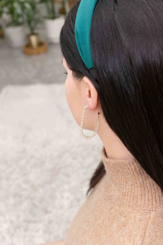 Beaded Racetrack Hoop Earrings | Clear