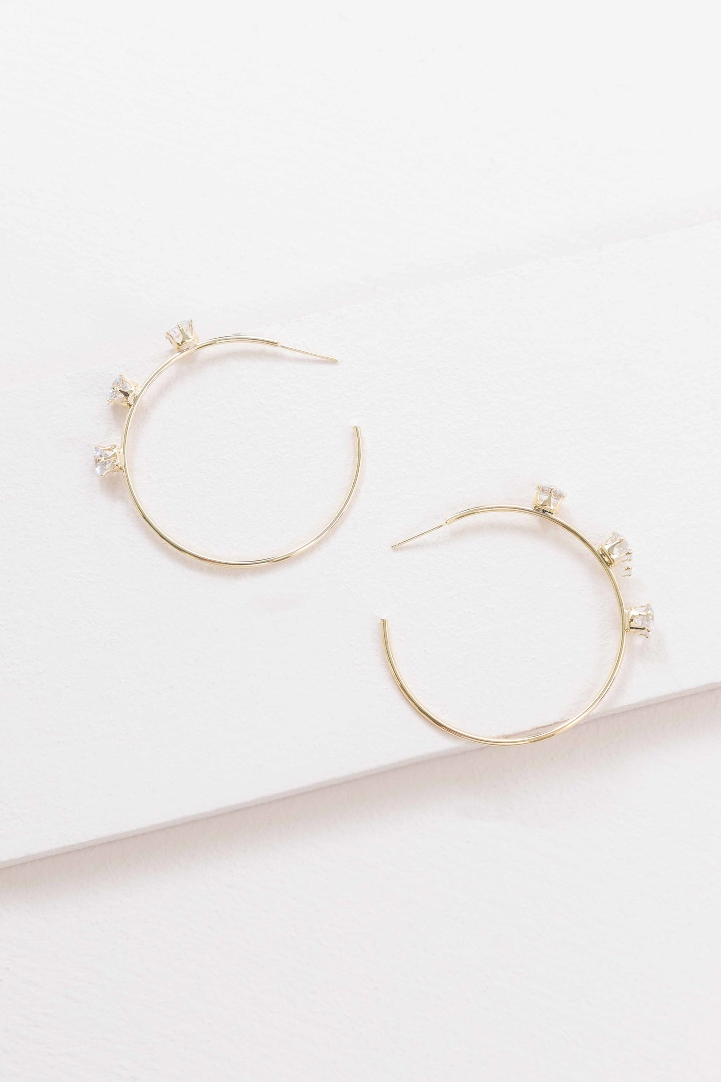 Diamond Studded Hoop Earrings (14K)