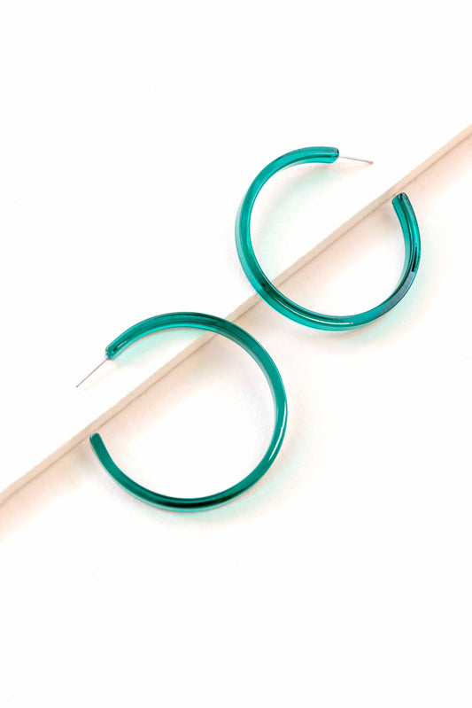 Tell Me About It Hoop Earrings | Teal