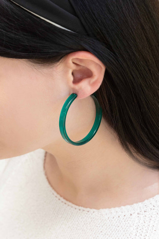 Tell Me About It Hoop Earrings | Teal