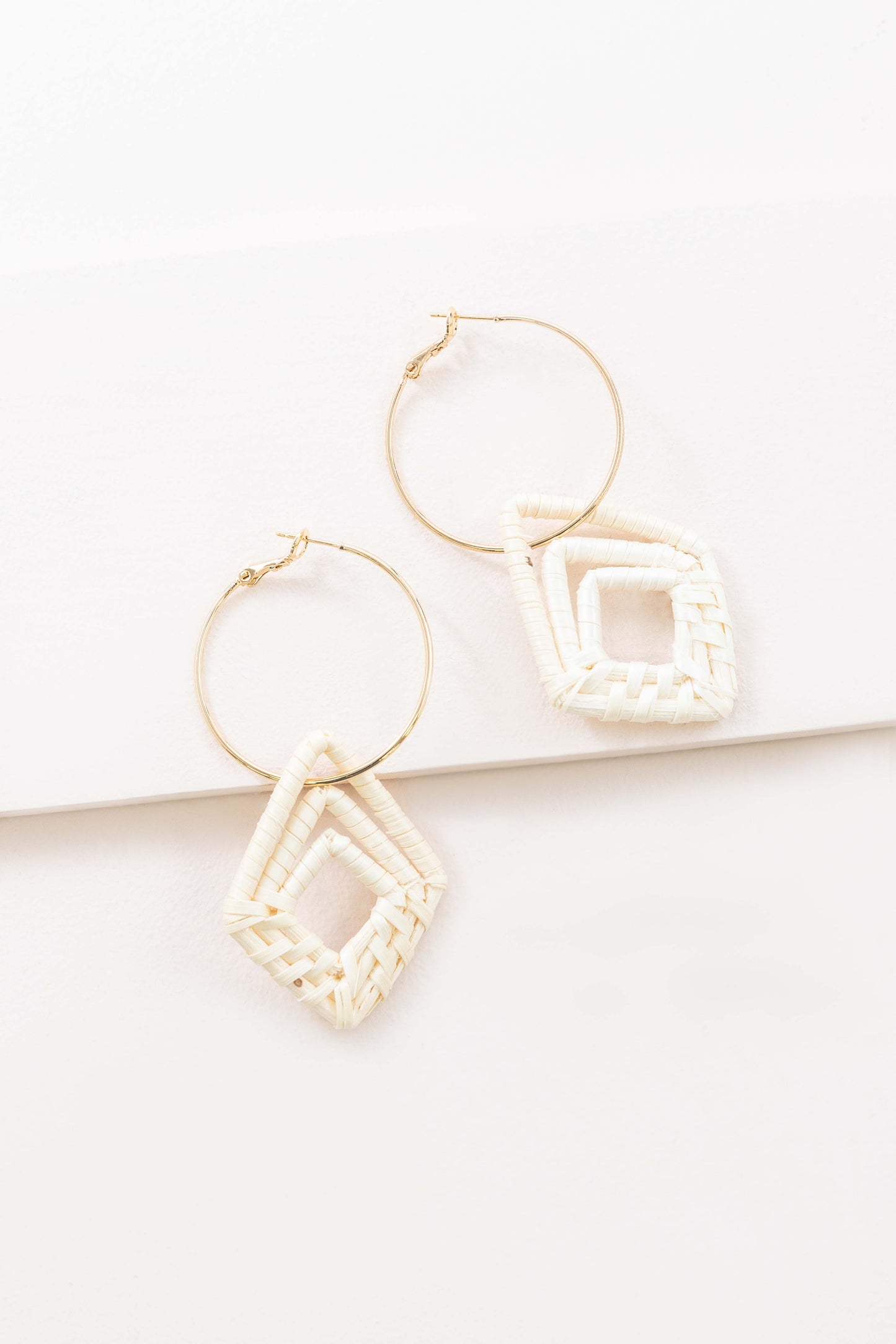 Cream Wicker Hoop Earrings