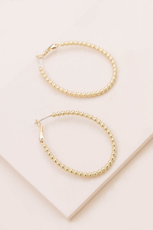 Beaded Oval Hoop Earrings