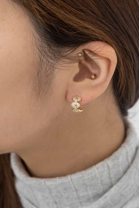 Linked Huggie Hoop Earrings