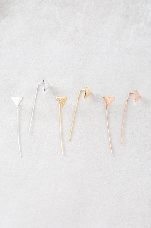 Triangle Brushed Threader Earrings