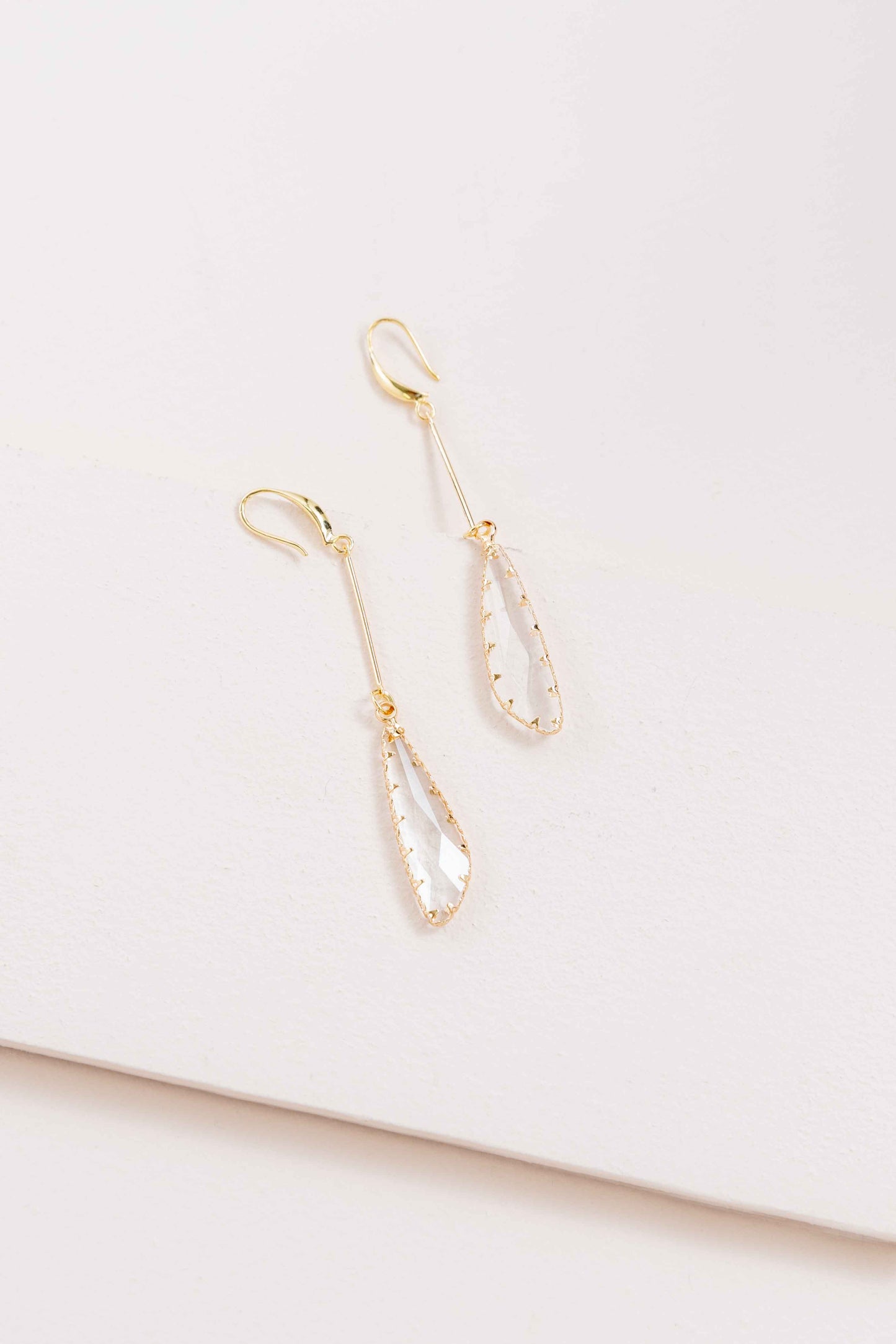 Crystal Clear Hook Earrings (14K)