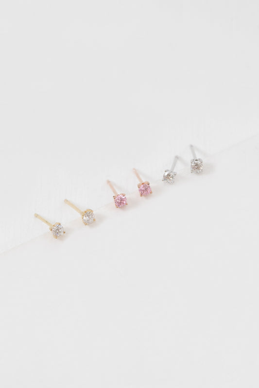 Simple Stone Earring Set (14K)