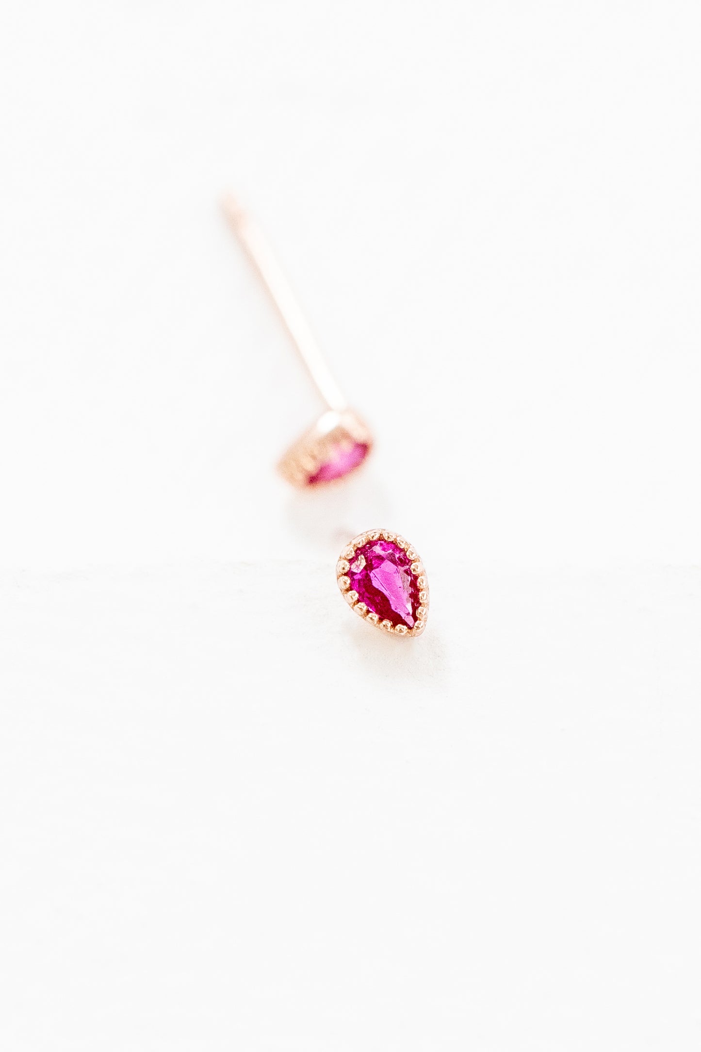Pear Stone Earrings | Fuchsia (14K Rose Gold)