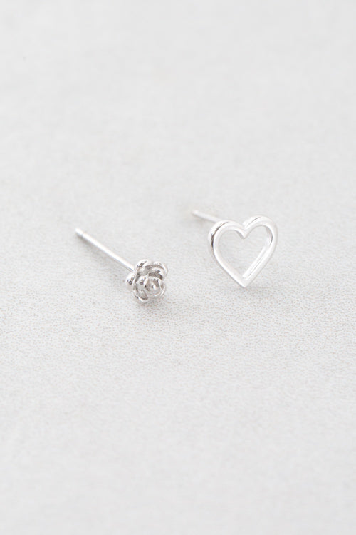 Rose Heart Mismatched Earrings (sterl.)