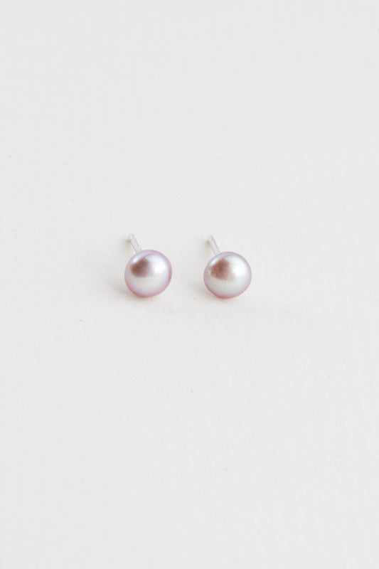 Powder Plum Flat Pearl Earrings