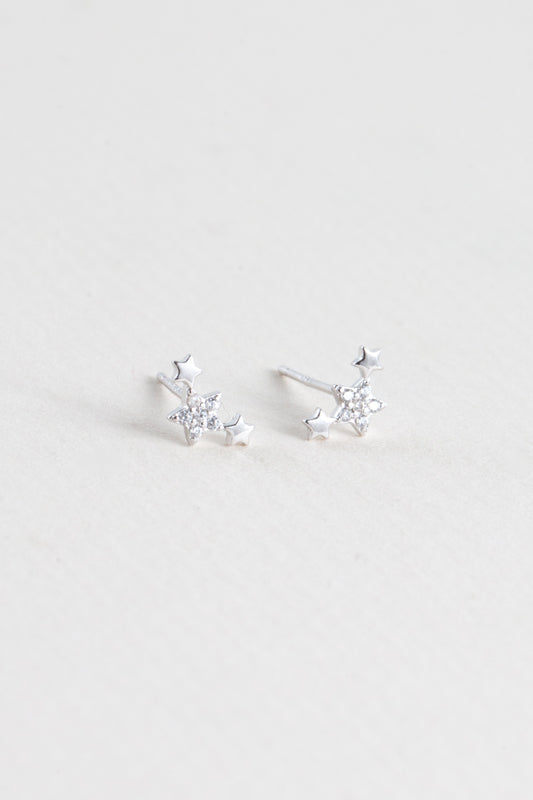 Tiny Star Speck Earrings | Silver (14K)