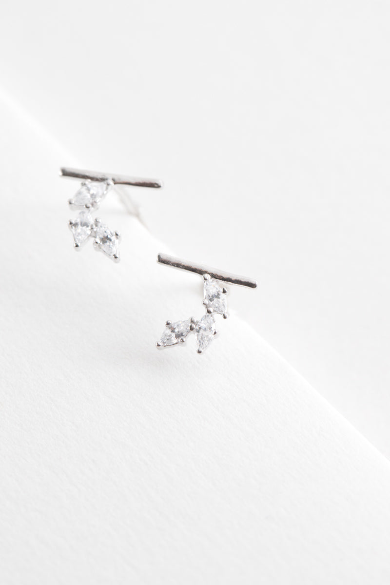 Hera Stone Mini Crawler Earrings | Silver (sterl.)
