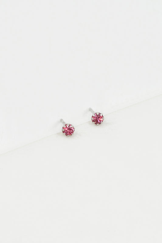 Tiny Gem Stud Earrings | Fuchsia (sterl.)