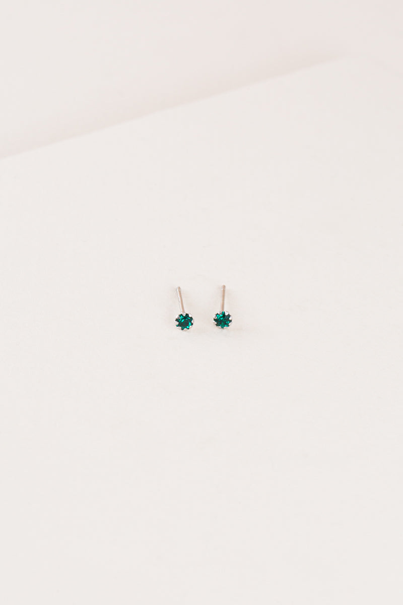 Tiny Gemstone Earrings | Emerald