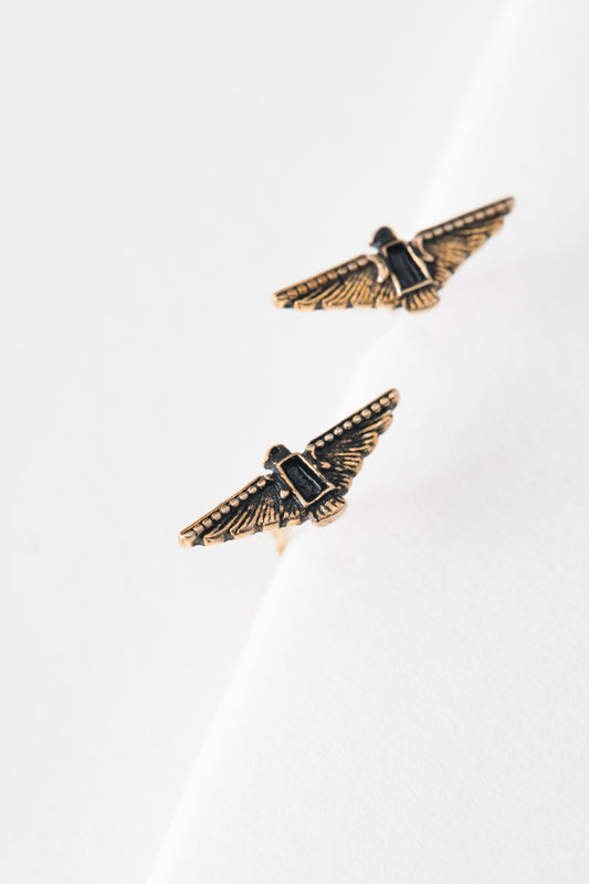 Aztec Spirit Bird Earrings (14K)