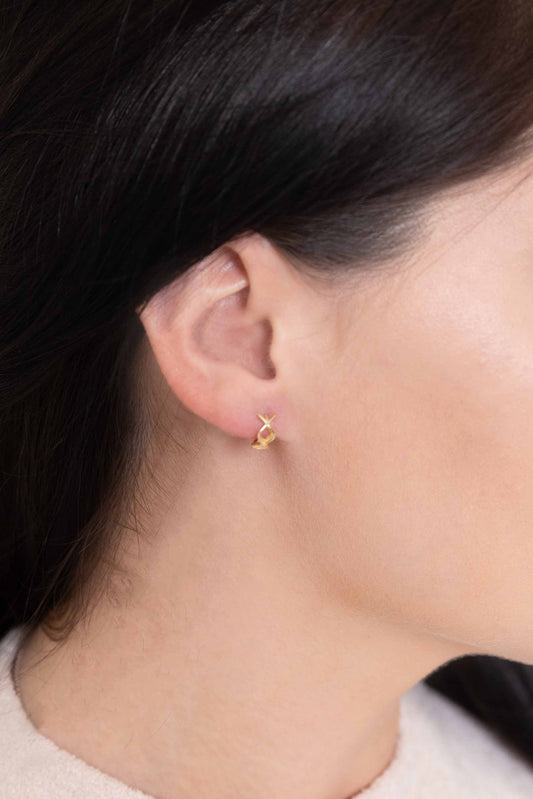 Criss Cross Mini Hoop Earrings (14K)