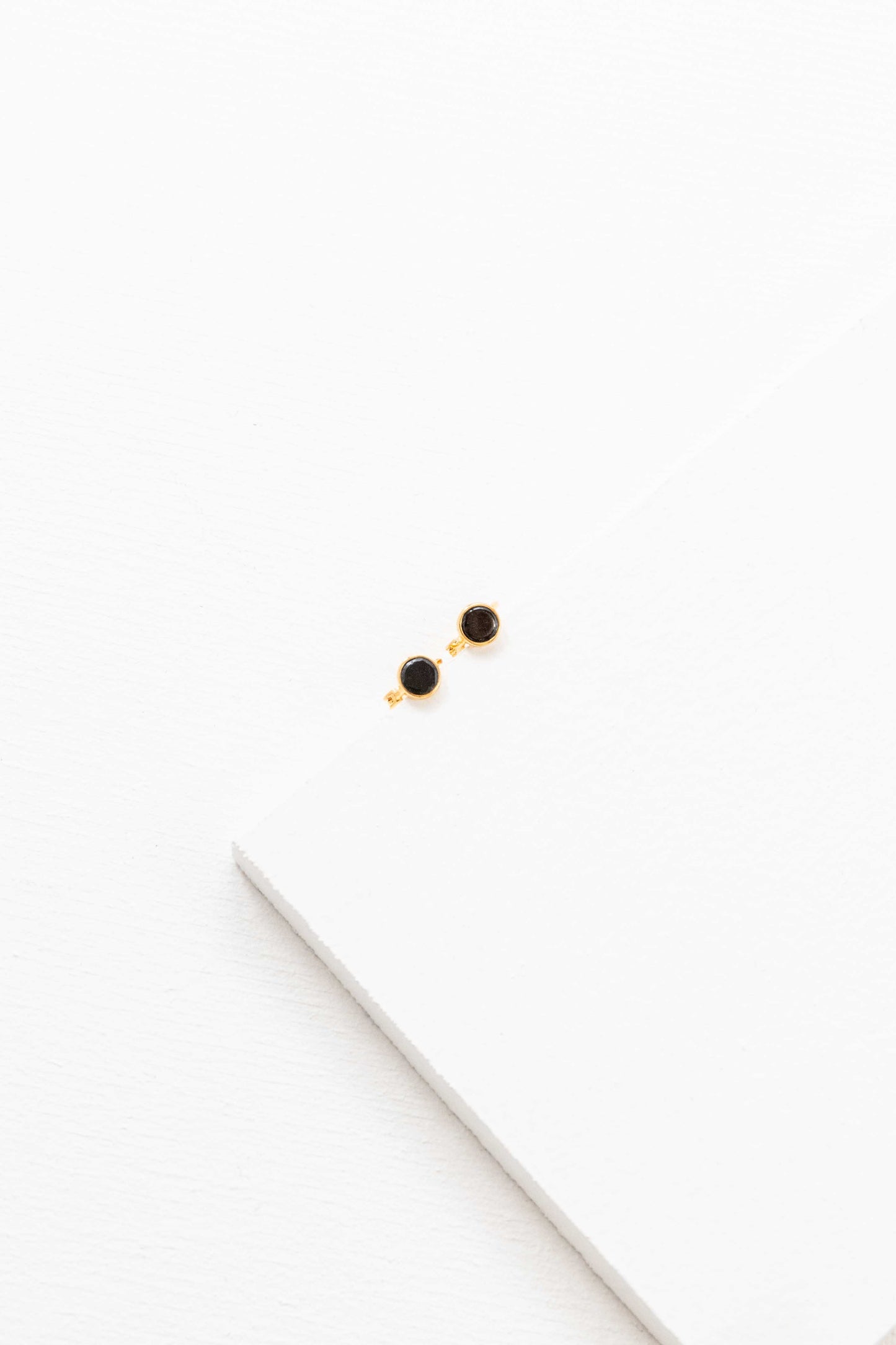 Black Sun Mini Hoop Earrings (14K)