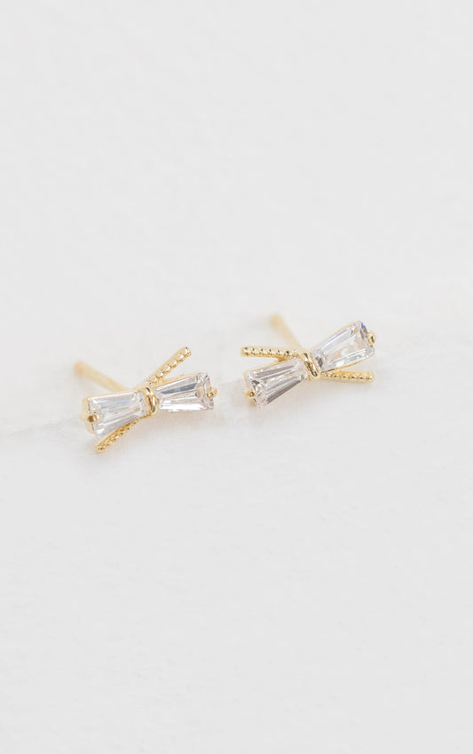 Crystal Bow Earrings (14K)